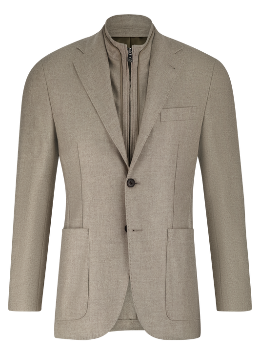 Jasje met uitneembare kraag van wol | Beige