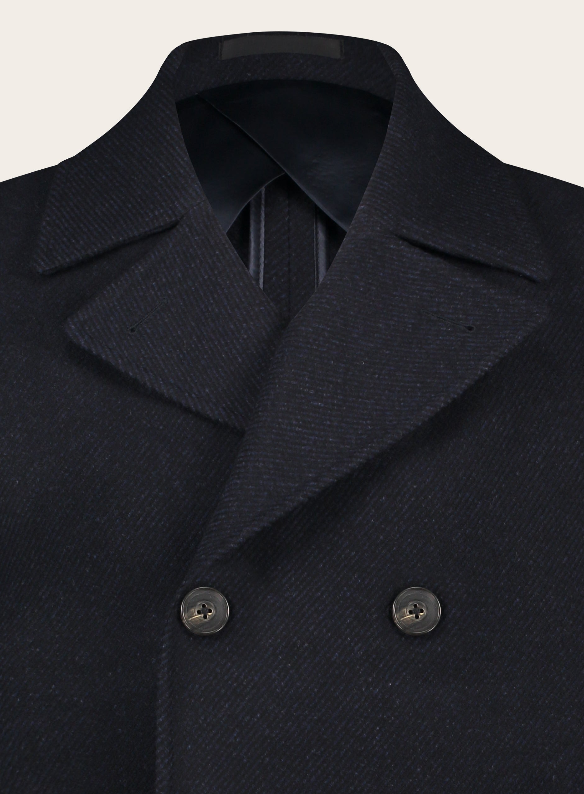 Slim-fit double-breasted mantel van wol en cashmere | BLUE NAVY