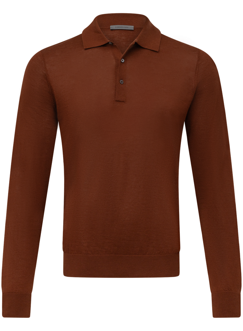 Langärmliges Poloshirt aus Kaschmir und Seide