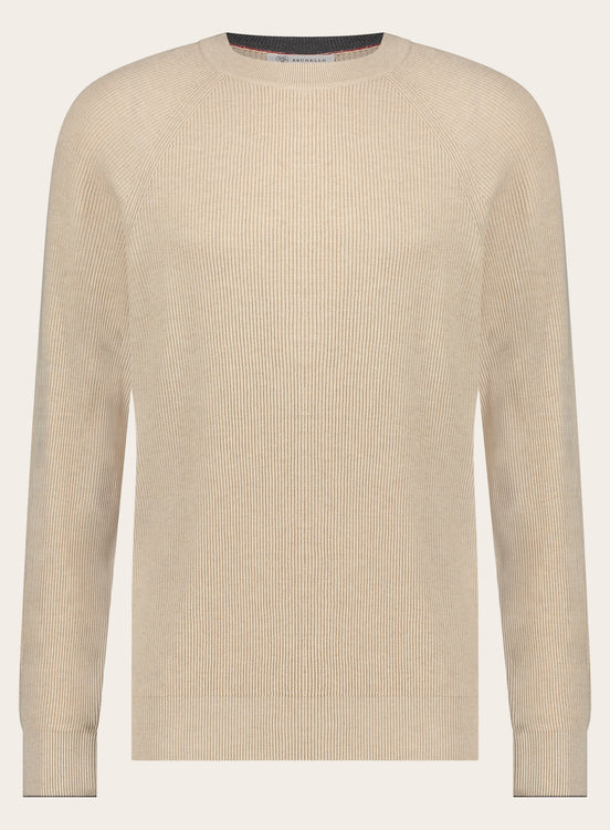 Slim-fit rib-knit trui van katoen | Beige