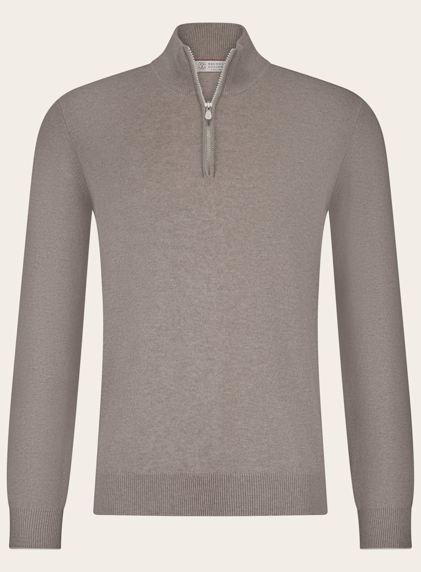 Half-zip ritsvest van cashmere | TAUPE