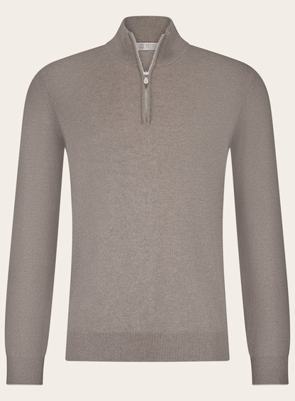 Half-zip ritsvest van cashmere | TAUPE