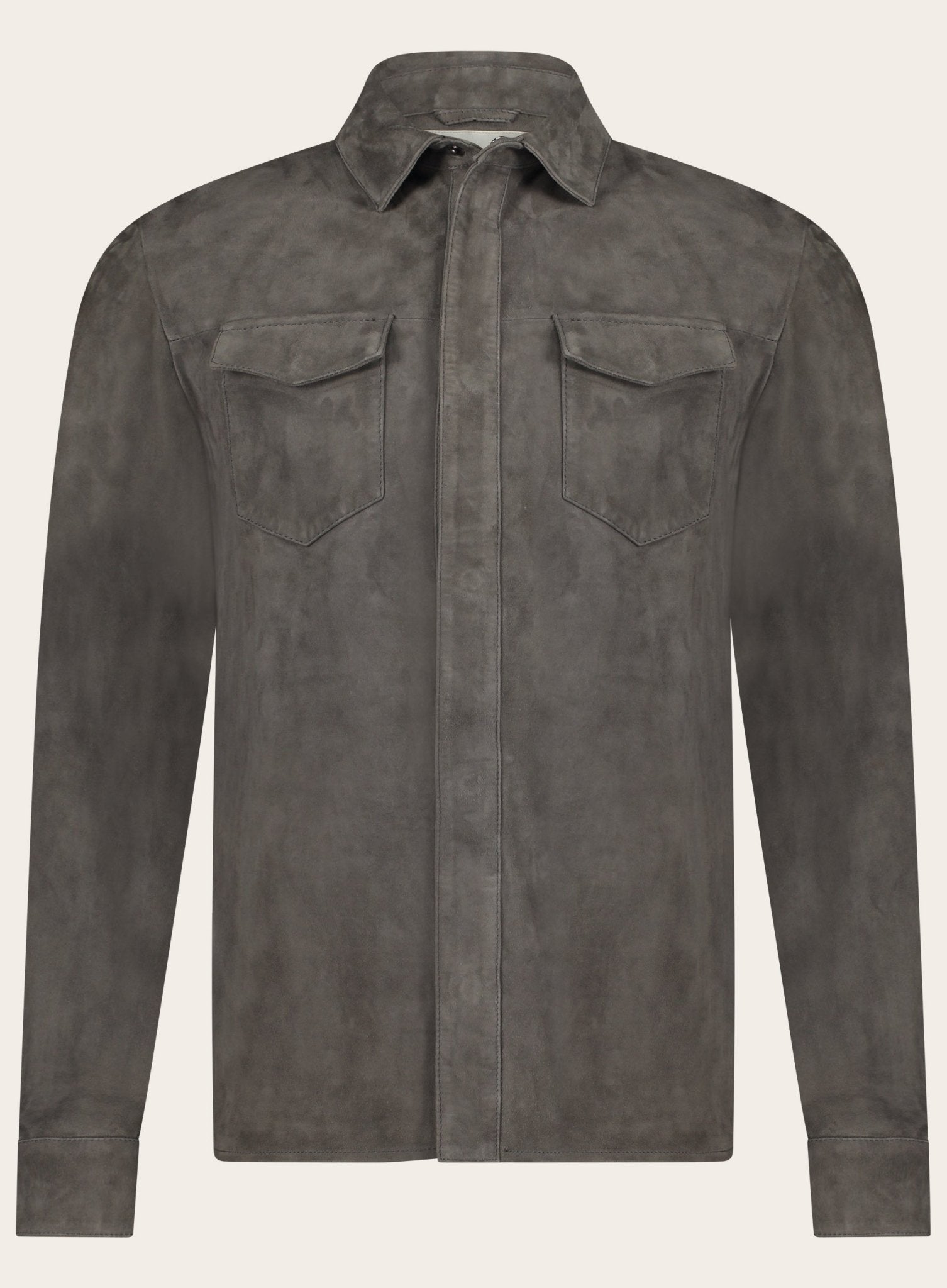 Robert overshirt van suède | WARM GREY