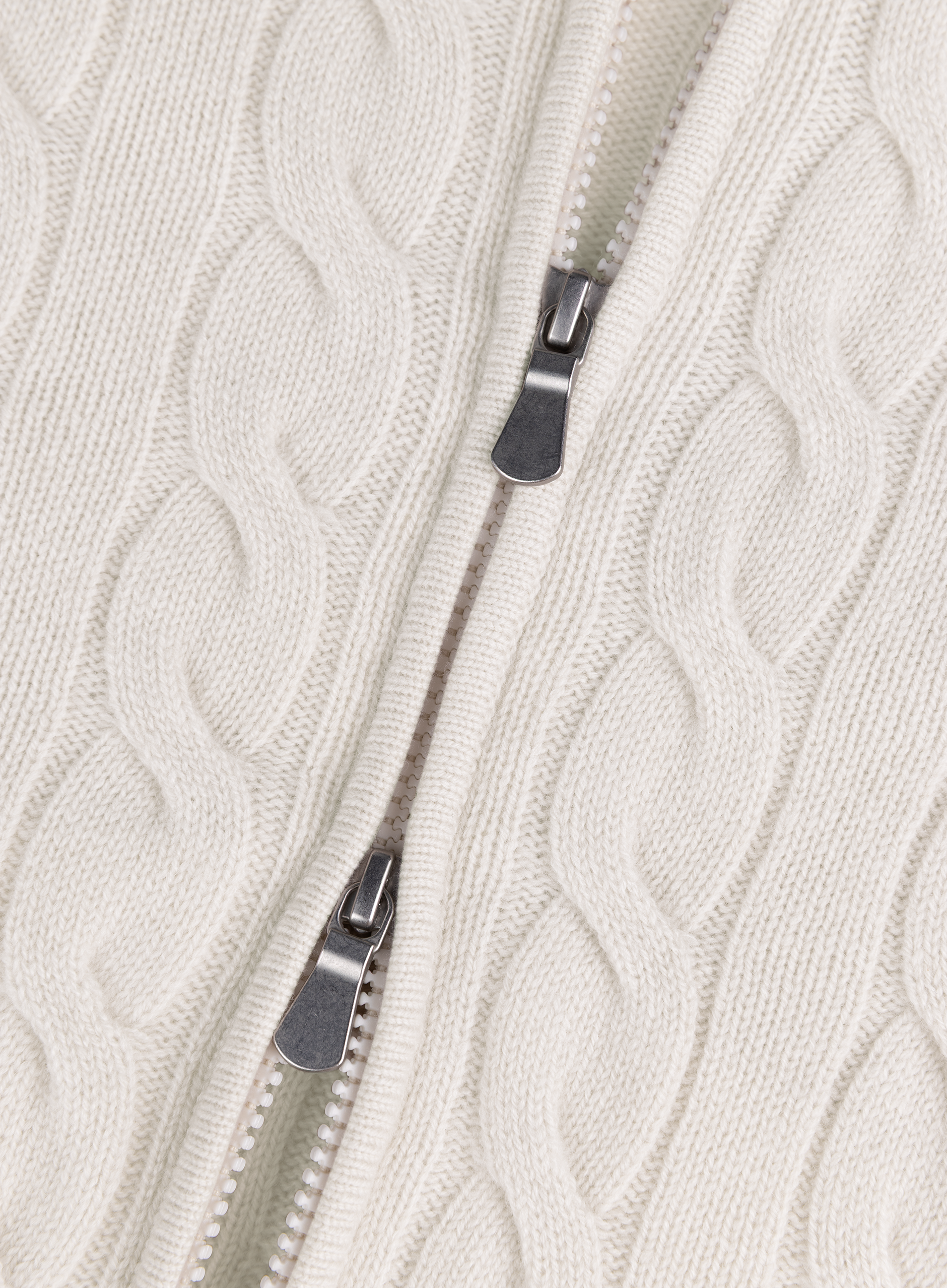 Kabelgebreid ritsvest van wol en cashmere | FULL_WIDTH | L.BEIGE