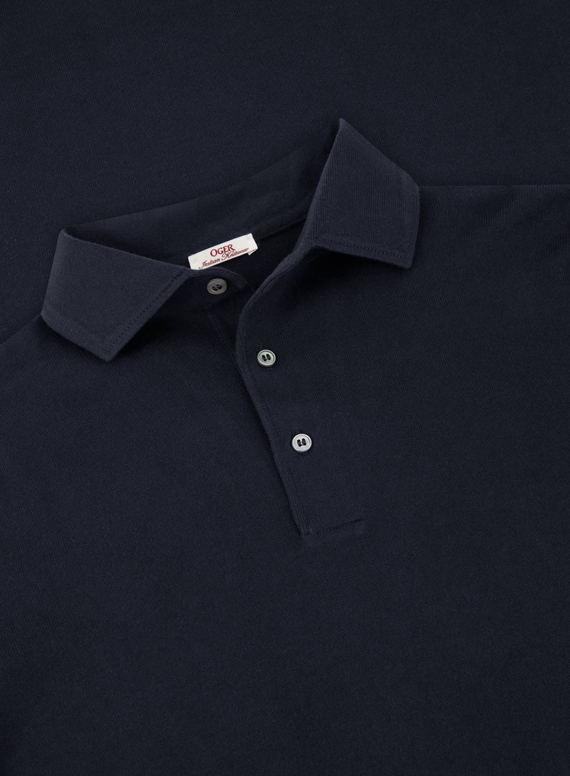 Poloshirt met lange mouwen van katoen | FULL_WIDTH | BLUE NAVY
