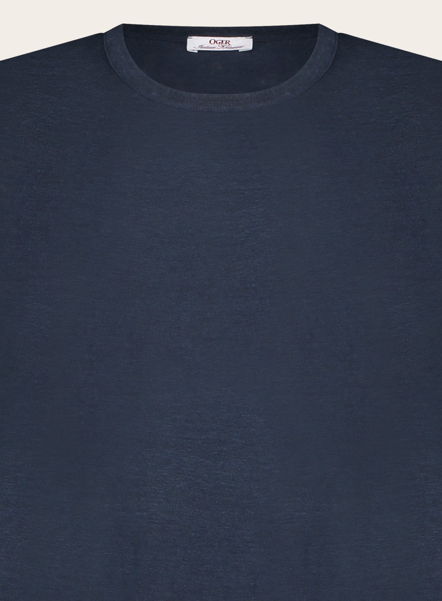 Slim-fit linnen T-shirt | FULL_WIDTH | BLUE NAVY