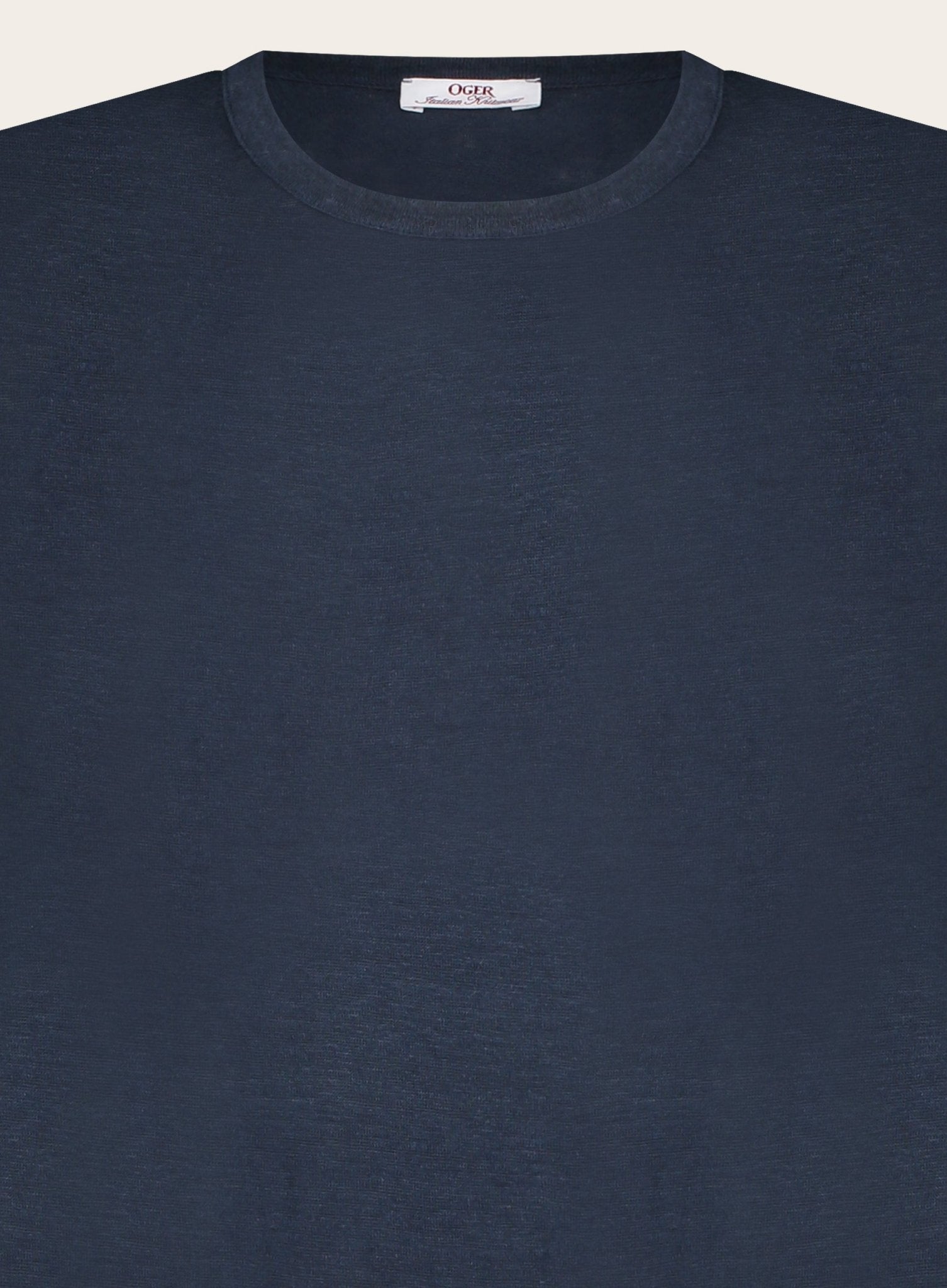 Slim-fit linnen T-shirt | BLUE NAVY