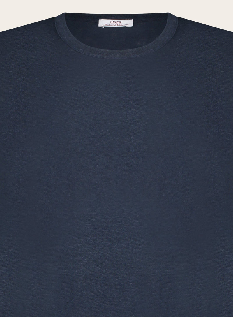 Slim-fit linnen T-shirt | FULL_WIDTH | BLUE NAVY
