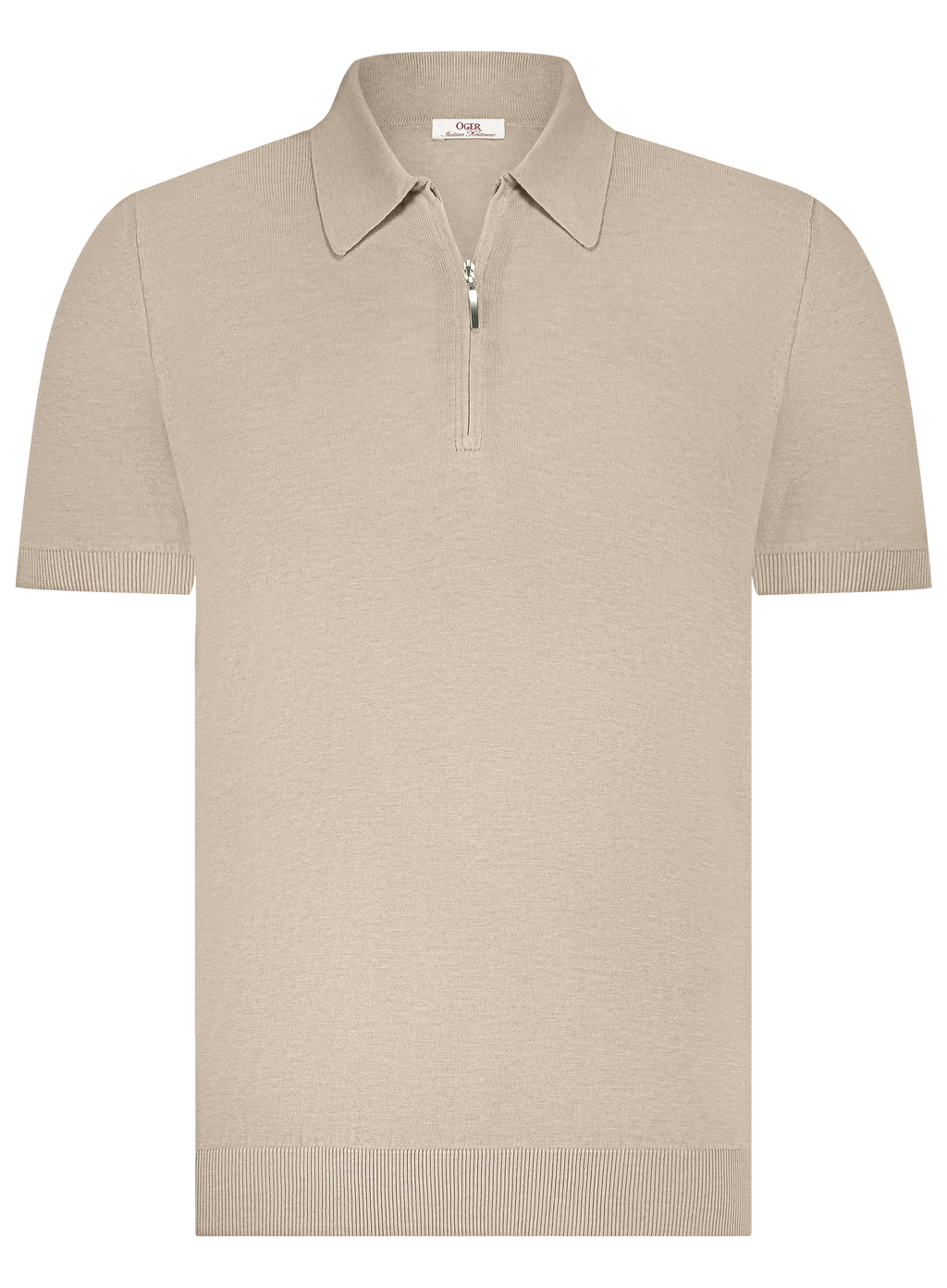 Poloshirt van zijde met ritssluiting | Beige