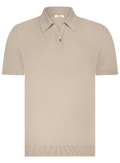 Poloshirt van zijde met ritssluiting | Beige