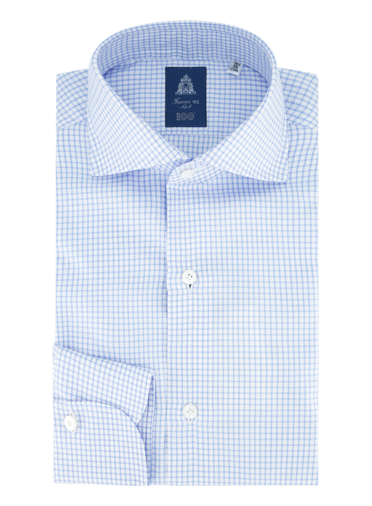 Pied-de-poule shirt van katoen | L.Blauw