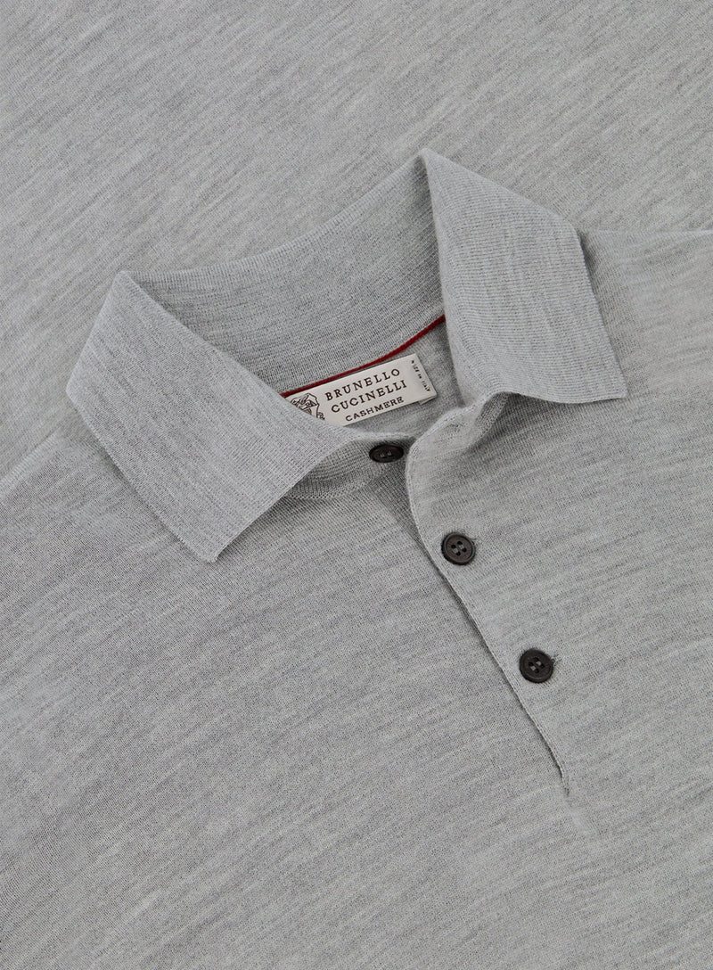 Poloshirt van wol en cashmere | Grijs