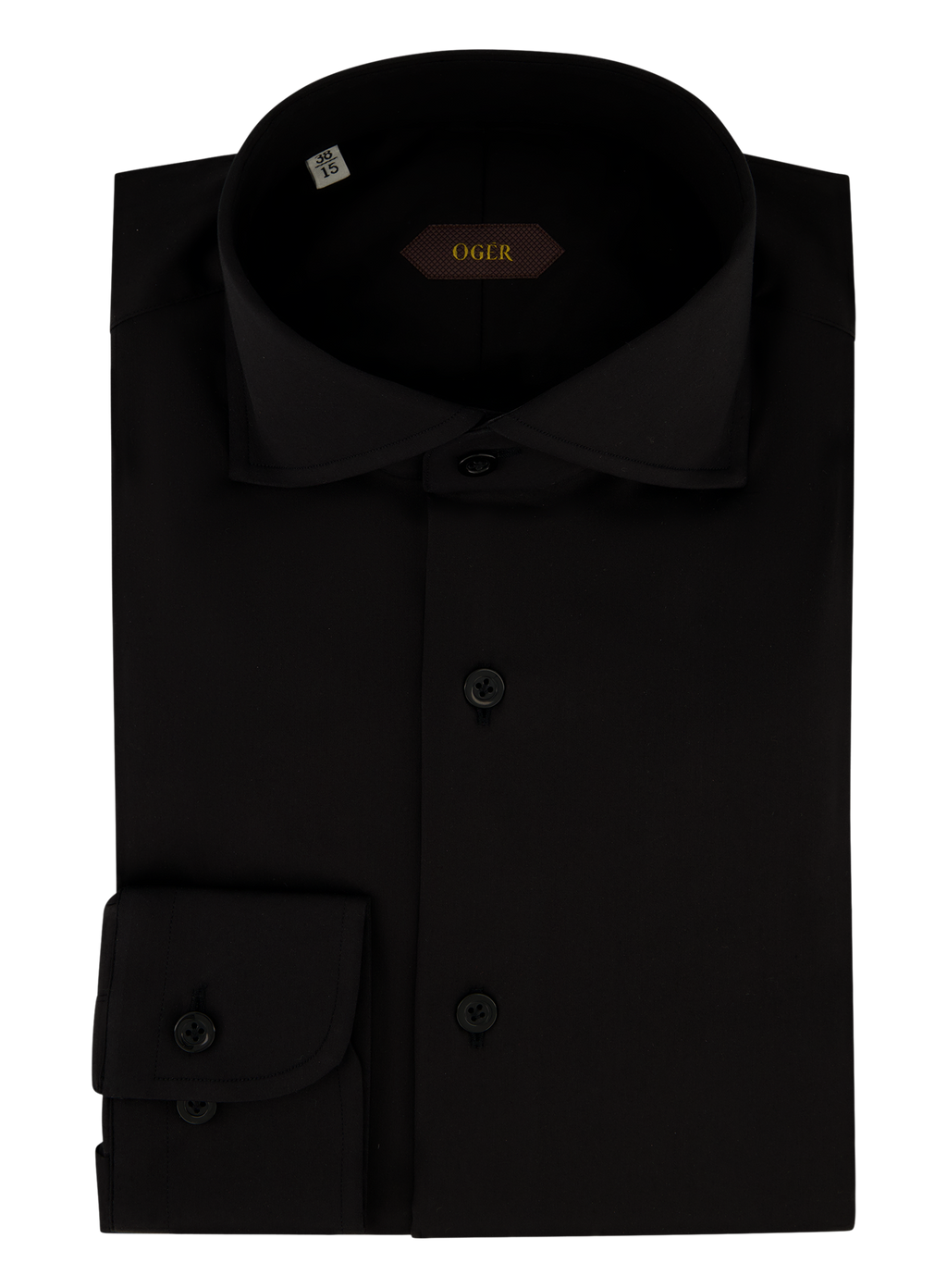 Shirt van katoen met stretch | Zwart