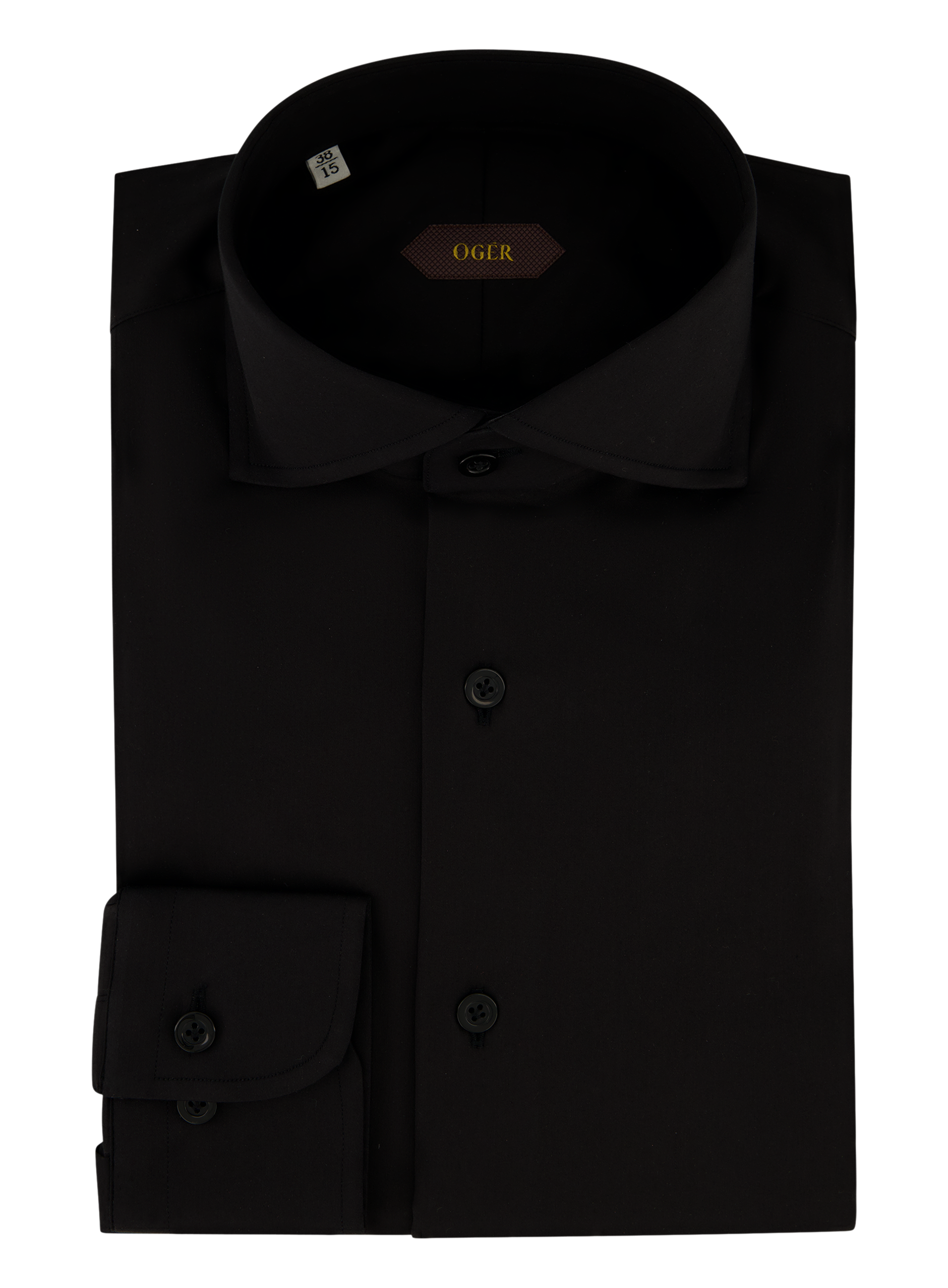 Shirt van katoen met stretch | Zwart