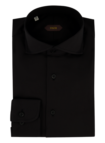 Shirt van katoen met stretch | Zwart