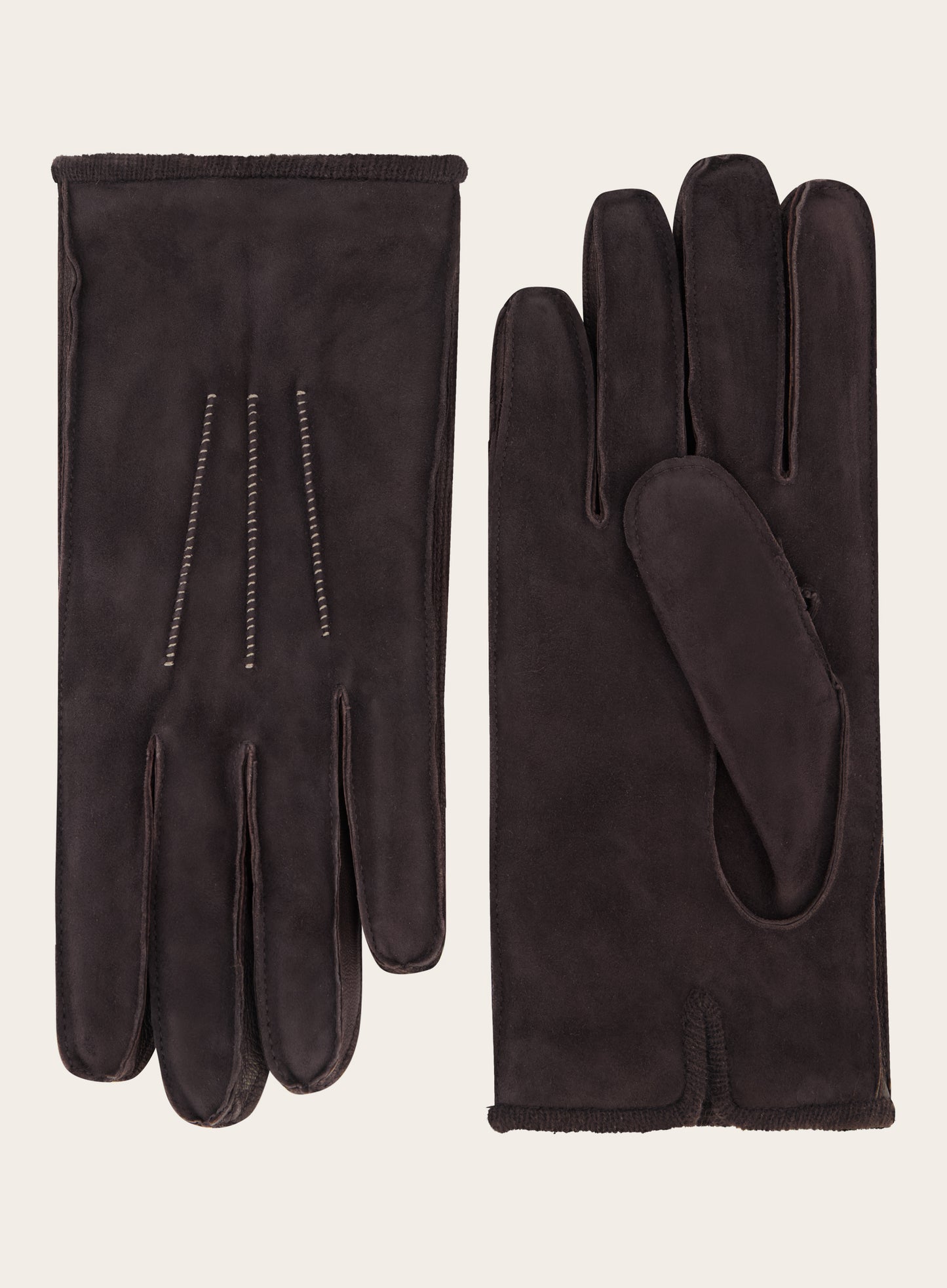 Handgenaaide handschoenen van suède en cashmere | D.Bruin