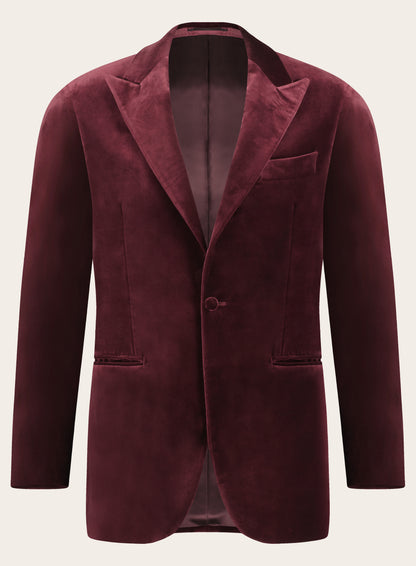 Slim-fit jasje van velours | DARK BORDEAUX
