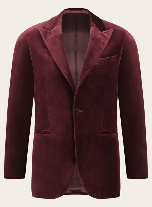 Slim-fit jasje van velours | DARK BORDEAUX