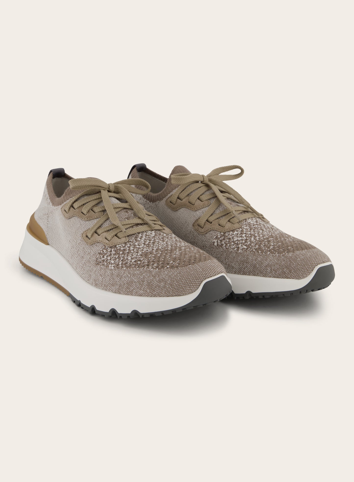 Knitted low-top sneakers | Beige-Bruin