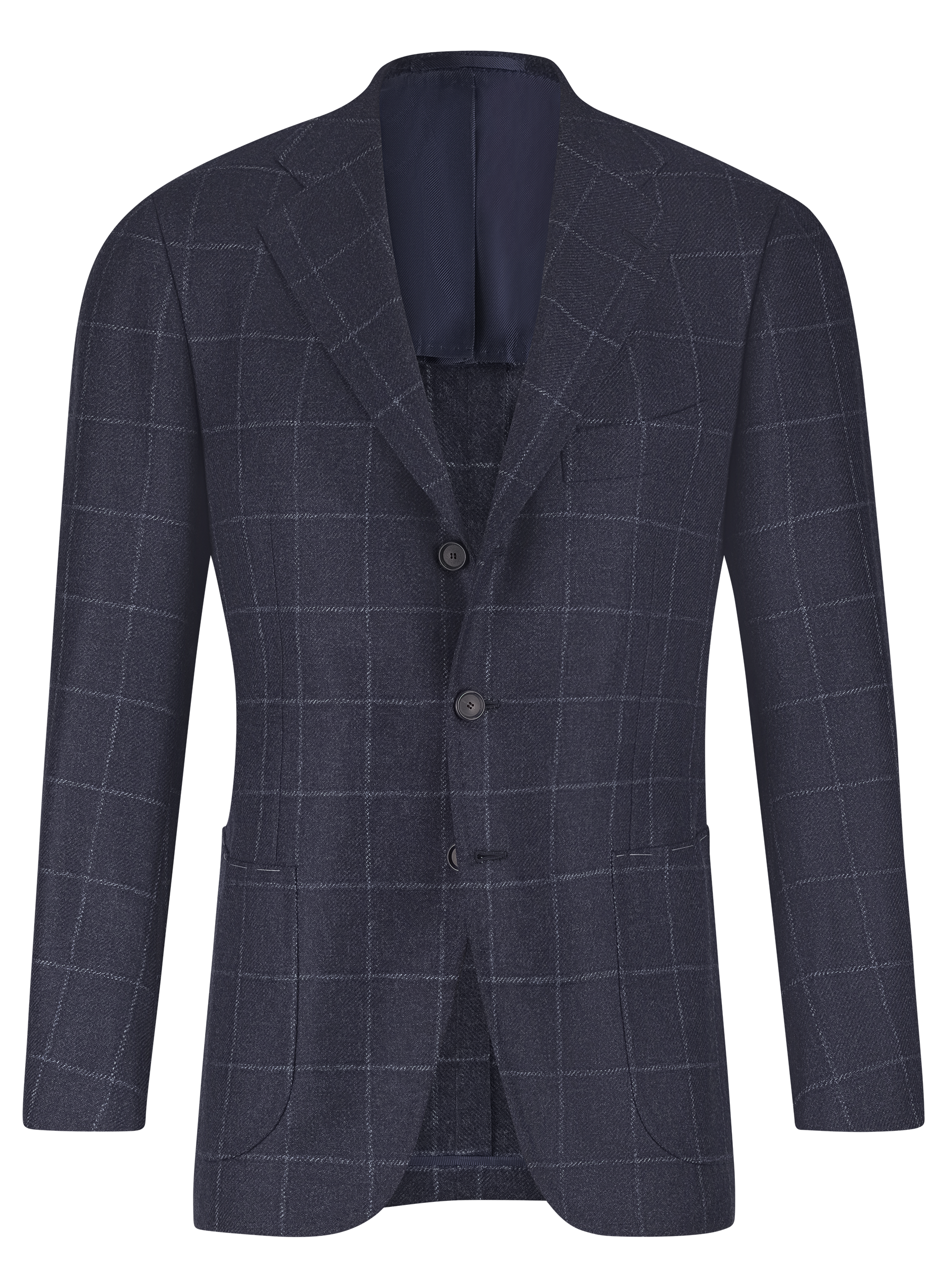 Handgemaakt geruit jasje van cashmere | BLUE NAVY