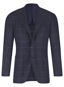Handgemaakt geruit jasje van cashmere | BLUE NAVY
