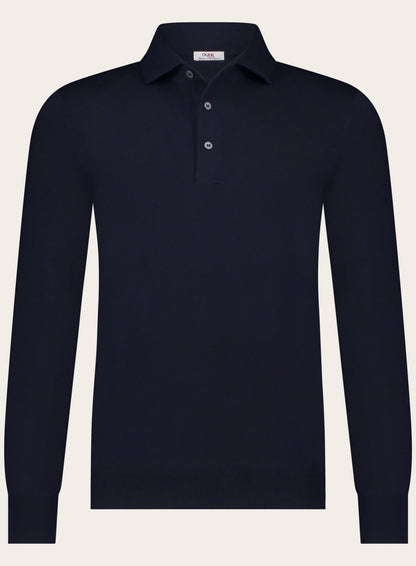 Poloshirt met lange mouwen van katoen | BLUE NAVY