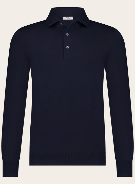 Poloshirt met lange mouwen van katoen | BLUE NAVY