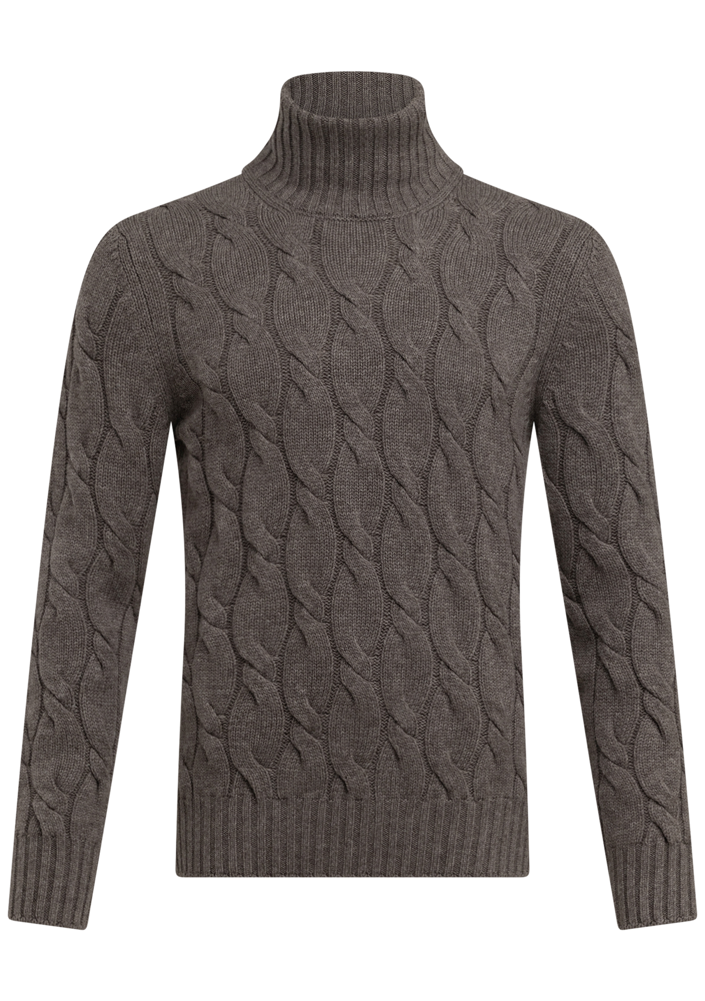 Coltrui met kabelpatroon van wol en cashmere | TAUPE