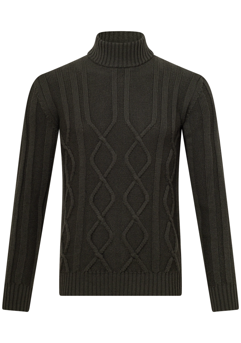 Mockneck trui van merino wol | Groen