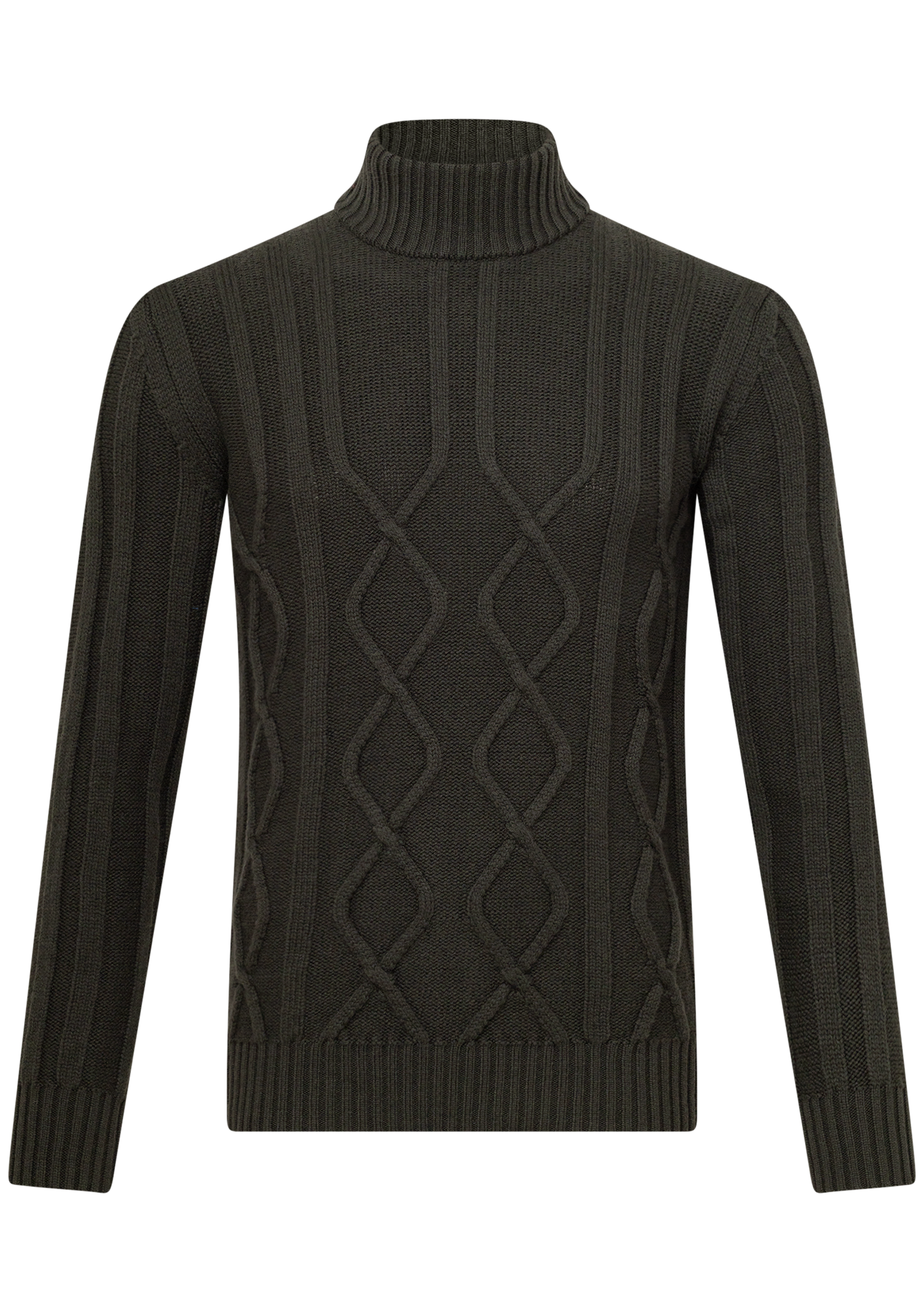 Mockneck trui van merino wol | Groen