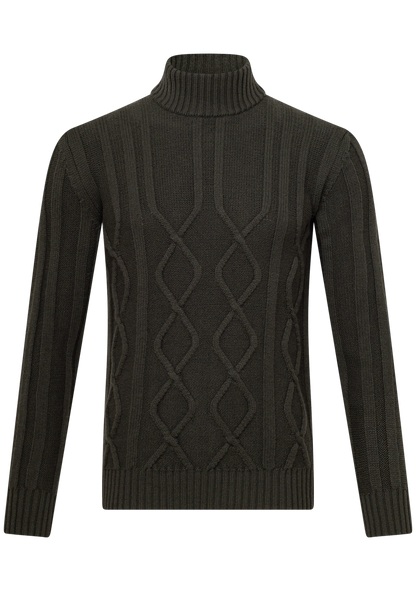 Mockneck trui van merino wol | Groen