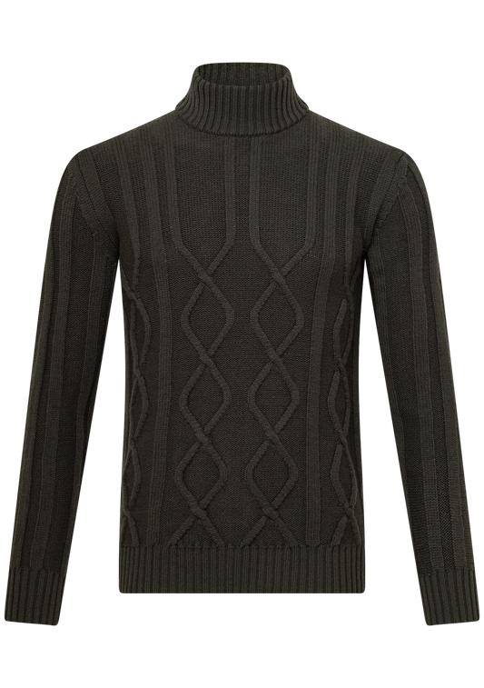 Mockneck trui van merino wol | Groen