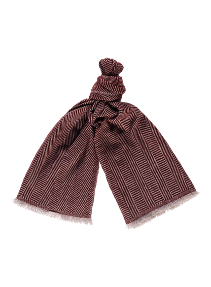 Shawl met visgraat van cashmere | DARK BORDEAUX 