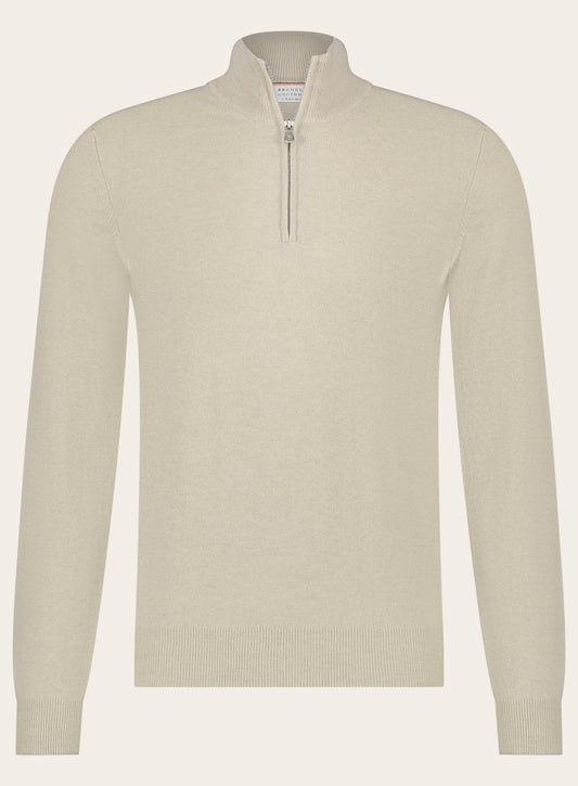 Half-zip trui van cashmere | Beige