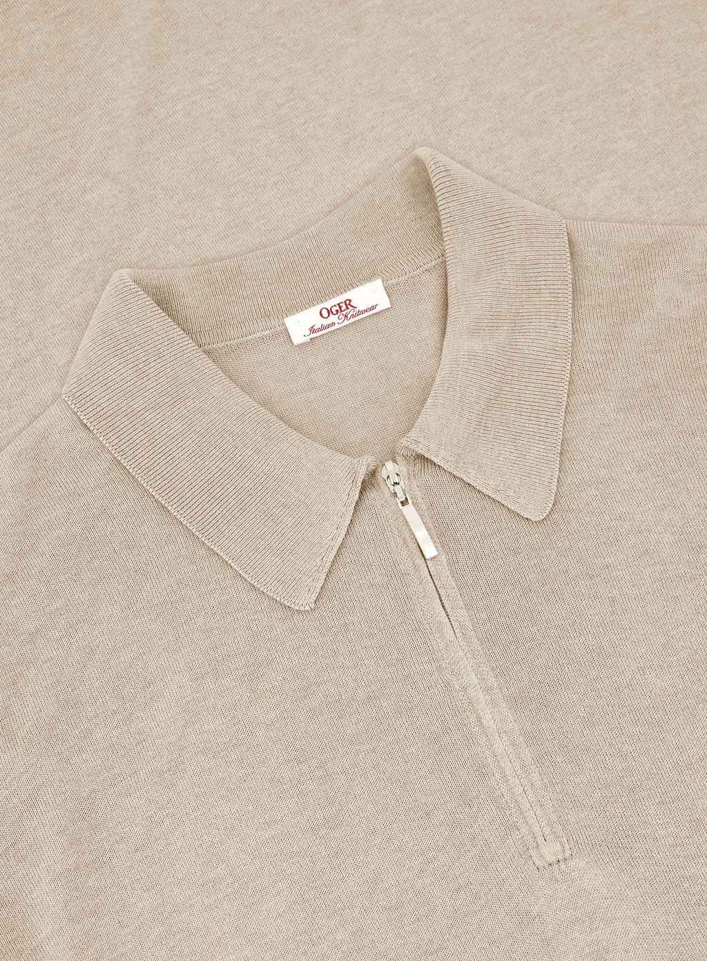 Poloshirt van zijde met ritssluiting | FULL_WIDTH | Beige