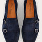 Dubbele gesp loafers van suède | BLUE NAVY