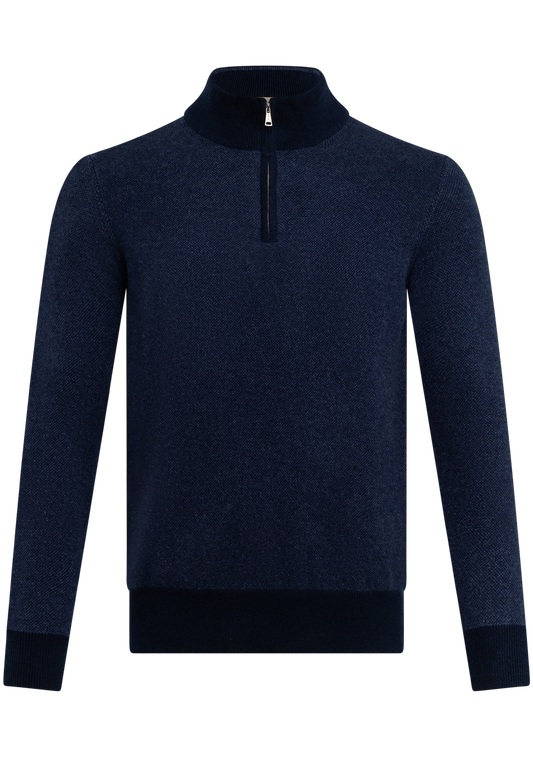 Cashmere half-zip trui | BLUE NAVY