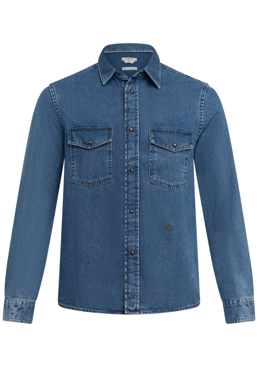 Katoenen denim shirt | JEANS BLAUW