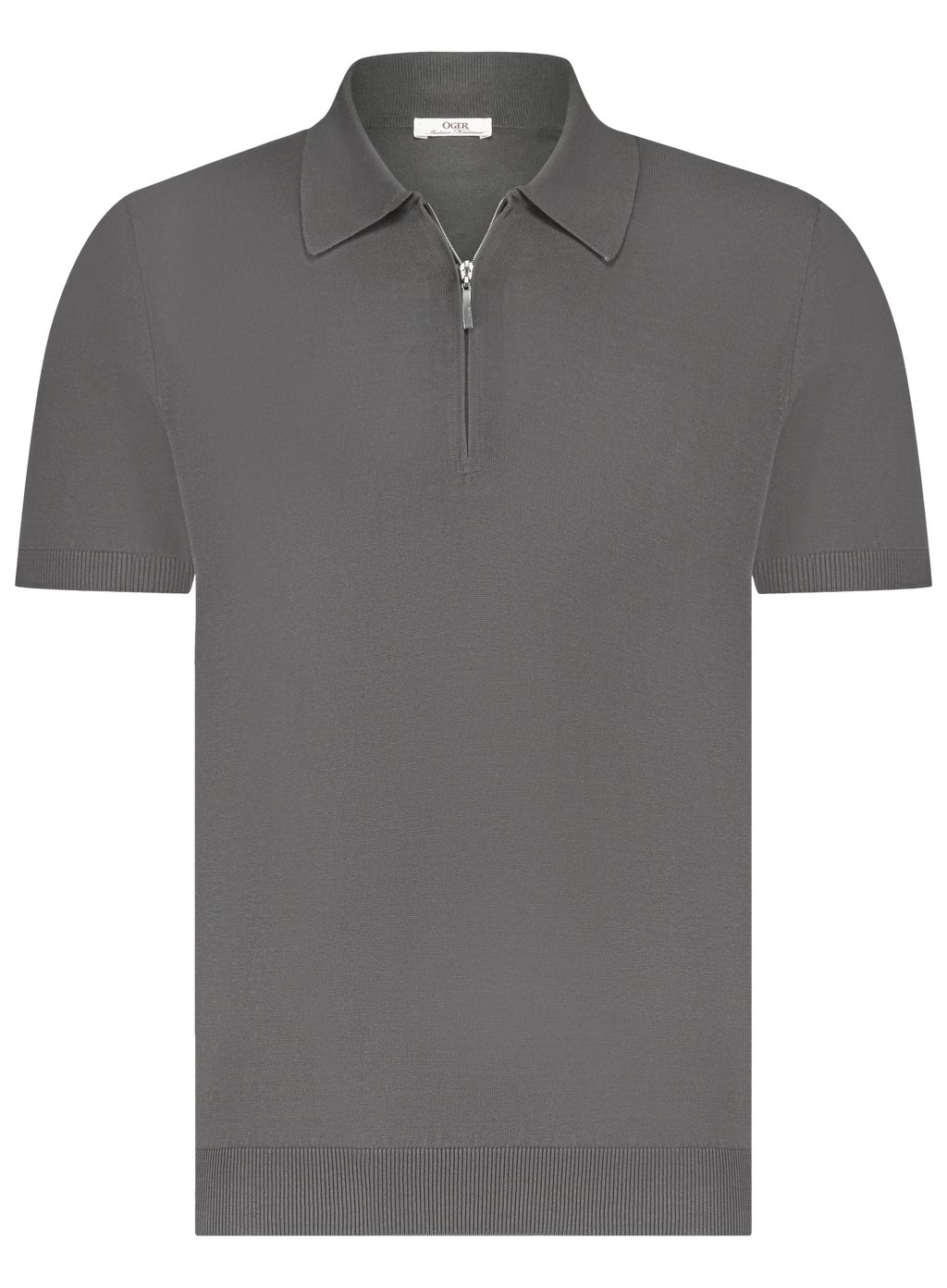 Poloshirt van zijde met ritssluiting | WARM GREY