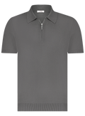 Poloshirt van zijde met ritssluiting | WARM GREY