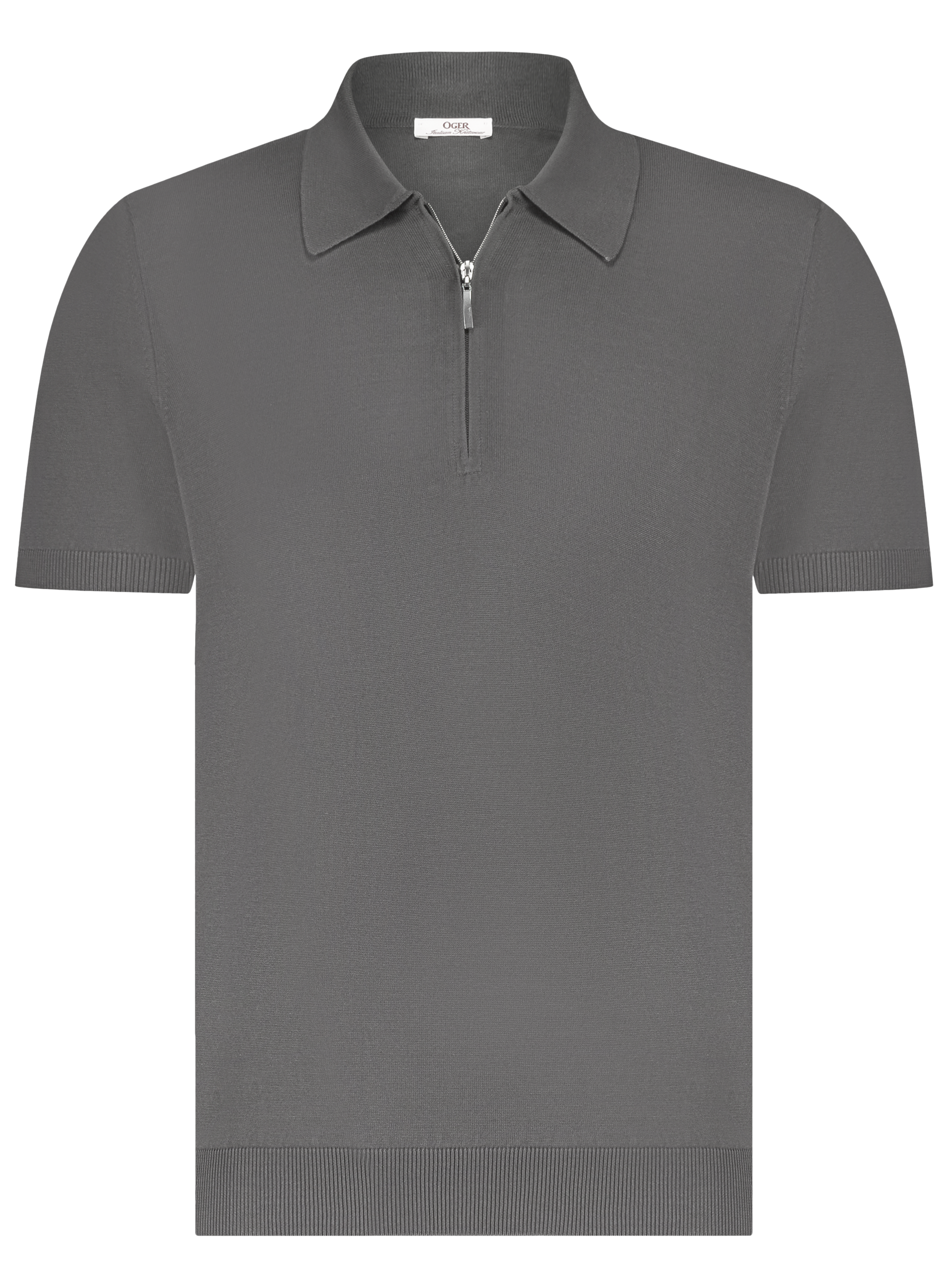 Poloshirt van zijde met ritssluiting | WARM GREY