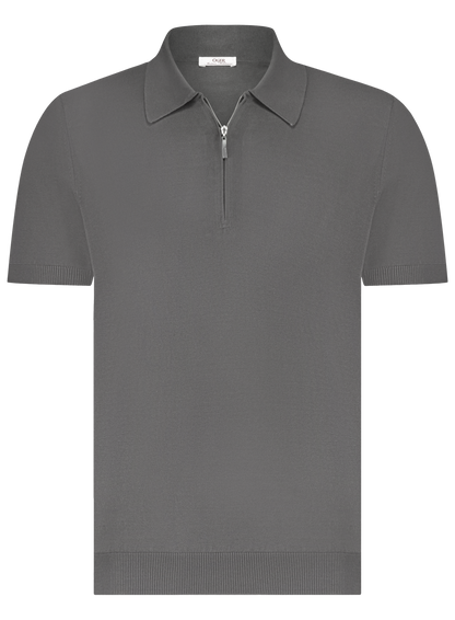 Poloshirt van zijde met ritssluiting | WARM GREY