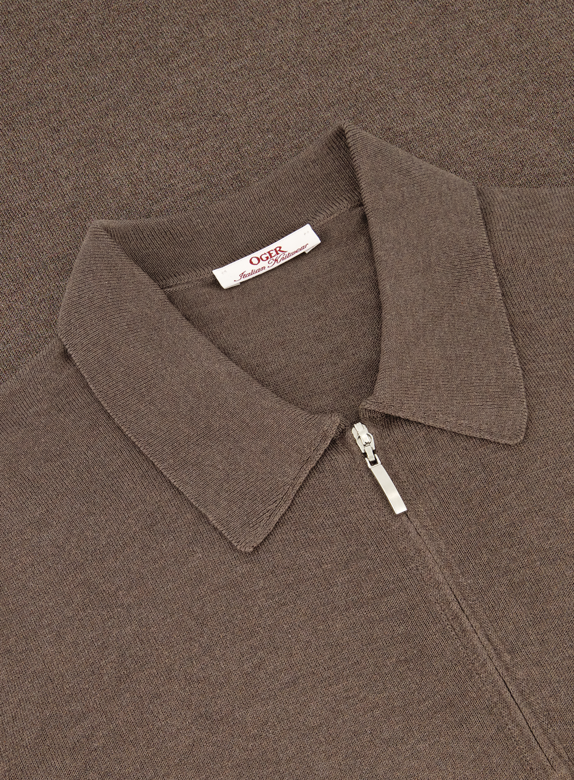 Poloshirt van zijde met ritssluiting | FULL_WIDTH | Bruin