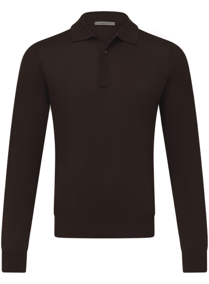 Poloshirt met lange mouwen van cashmere en zijde | D.Bruin