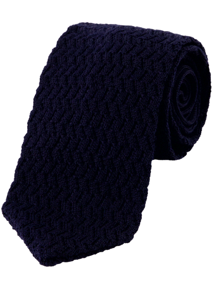Knitted stropdas van wol | BLUE NAVY