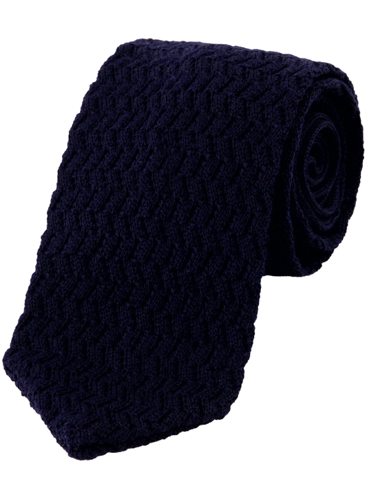 Knitted stropdas van wol | BLUE NAVY