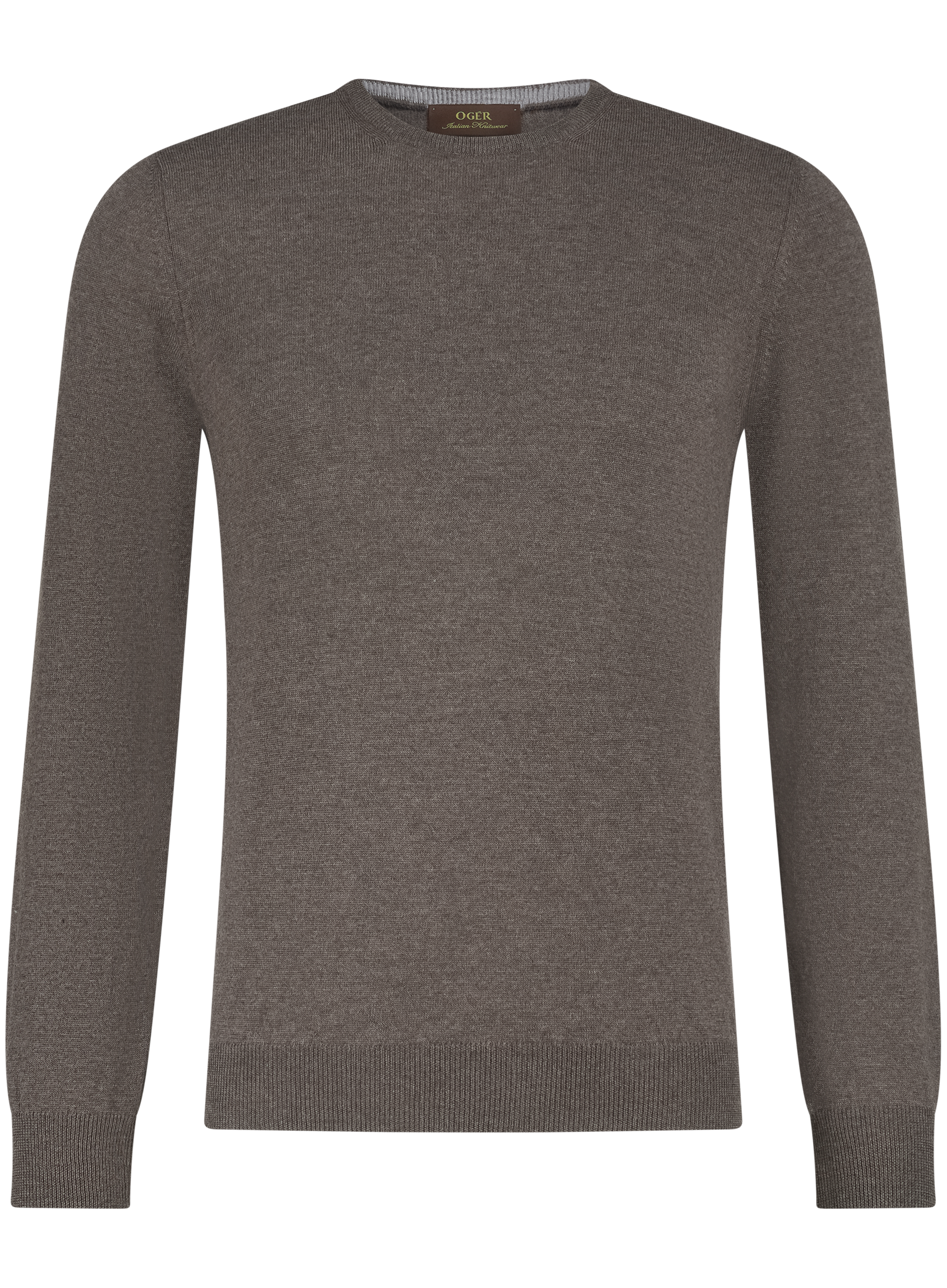 Longsleeve crewneck van wol | Beige-Bruin