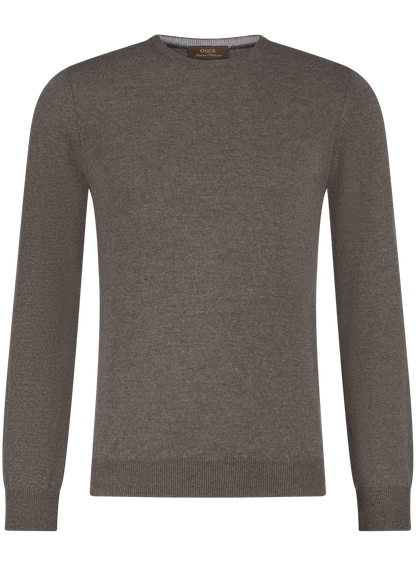 Longsleeve crewneck van wol | Beige-Bruin