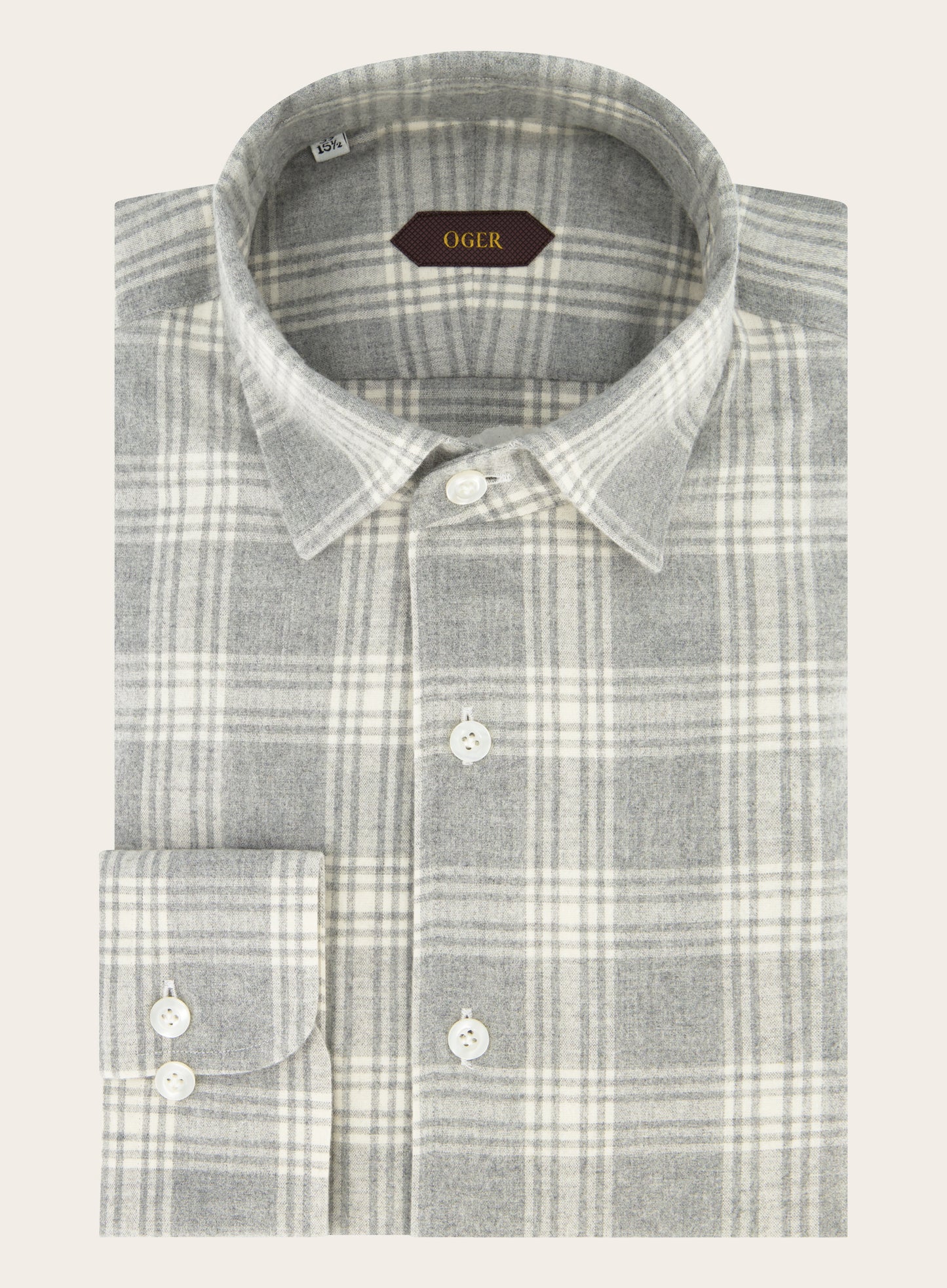 Slim-fit glencheck shirt van katoen | Grijs