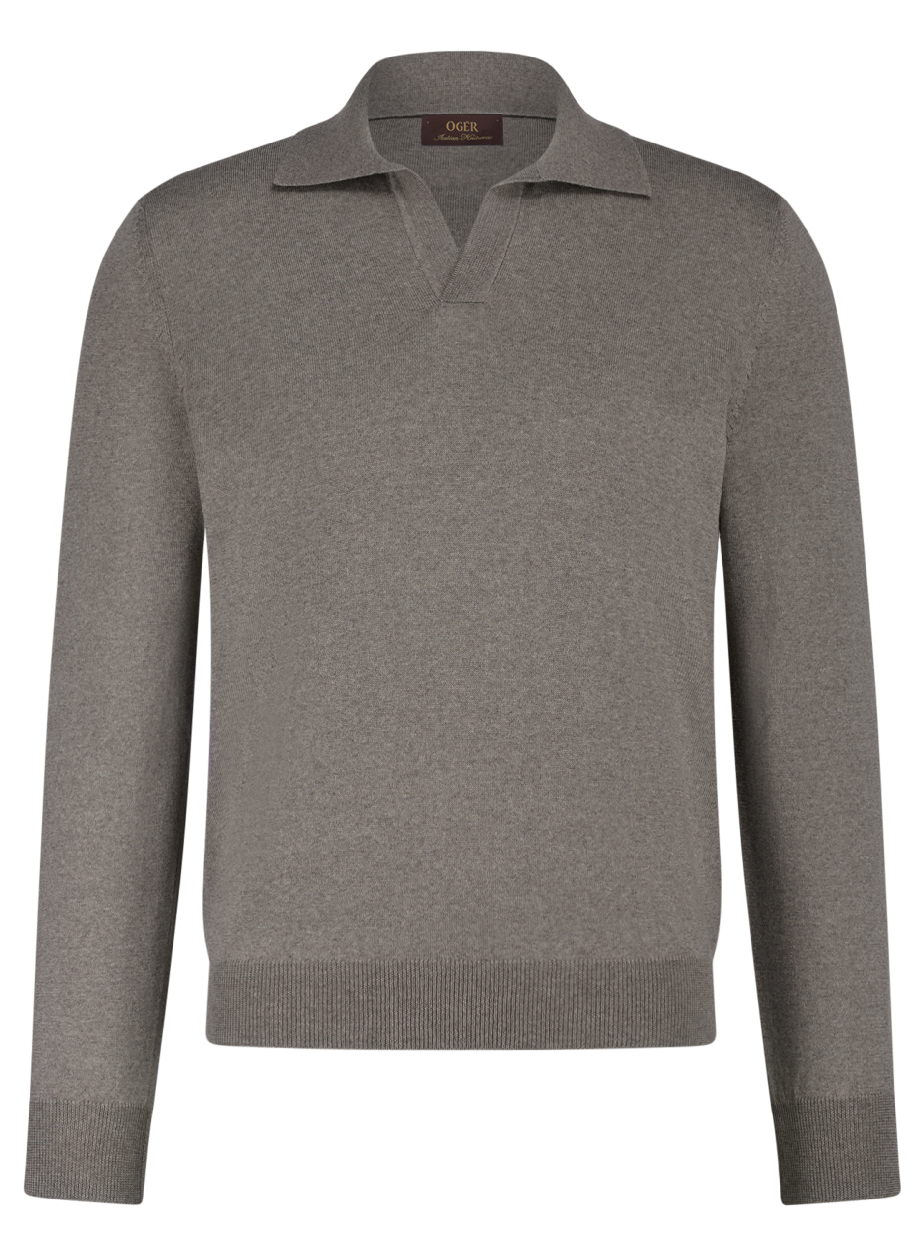 Buttonless polo van wol | Beige